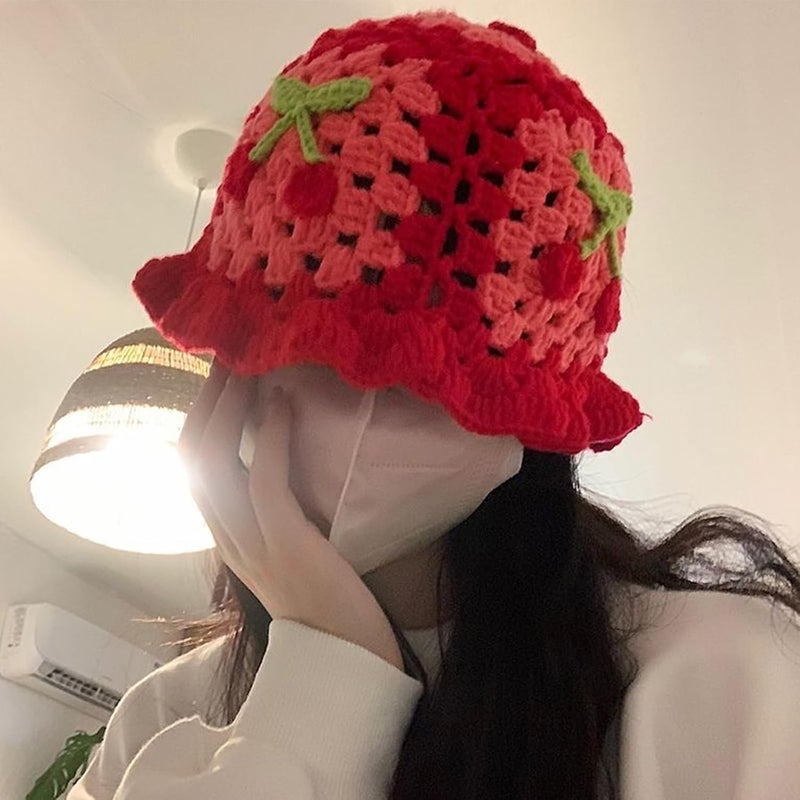 Busnos Crochet Bucket Hats for Women Handmade Hat Cute Foldable Knitted Hats for Women - Image 2